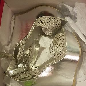 Barely worn Silver rhinestone wedges